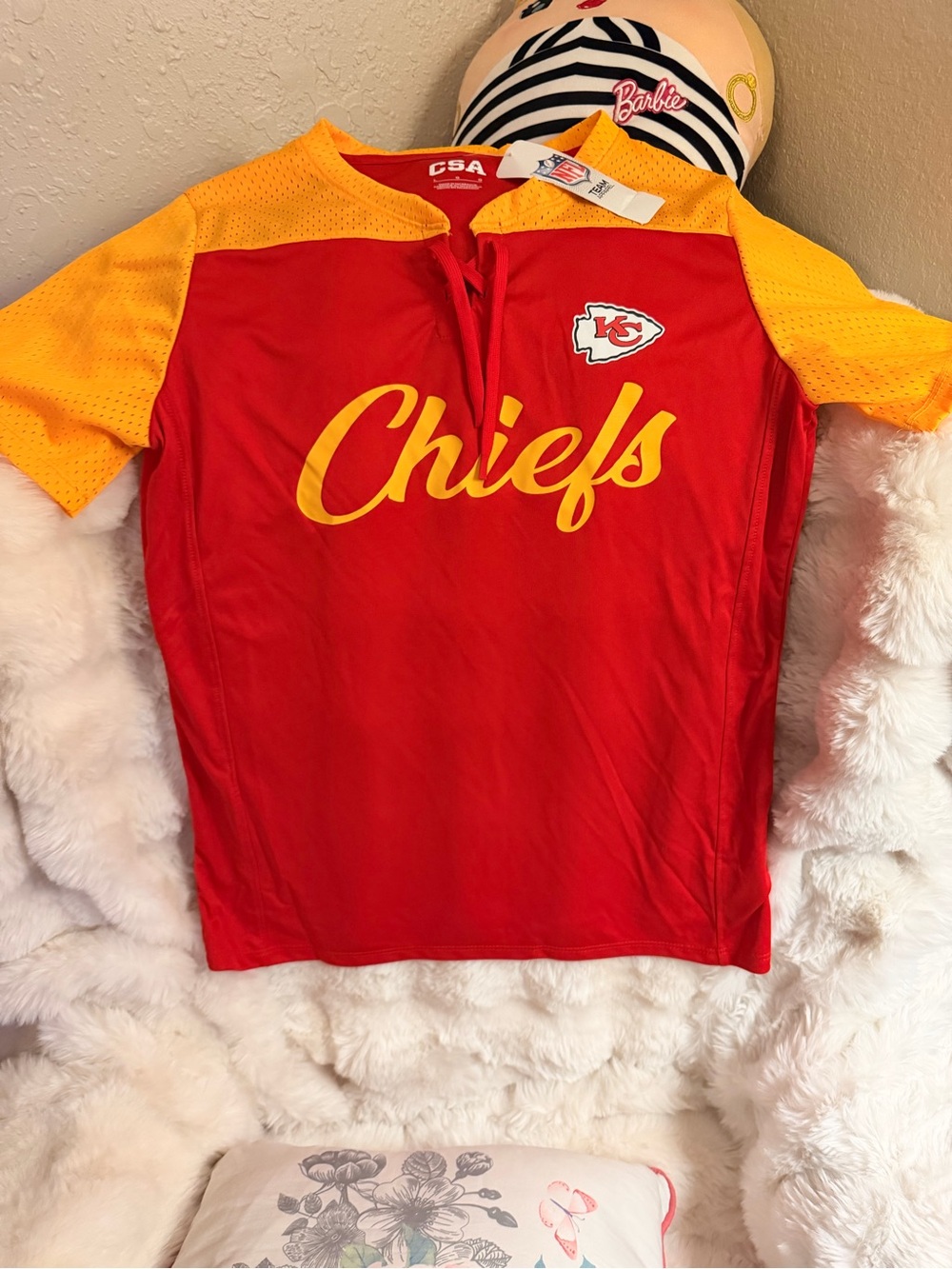 Kansas City Chiefs Women’s Red & Yellow Short Sleeve Jersey